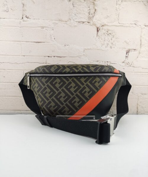 1:1 Replica Fendi Belt Bag Khaki/Orange For Men, Men's Bags 18.1in/46cm FF 7VA434