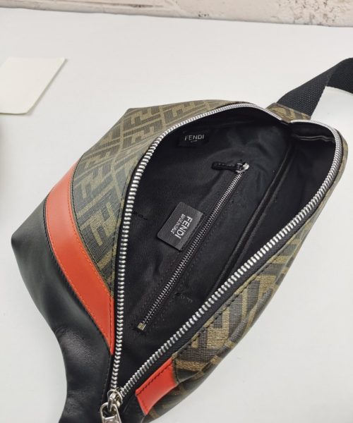 1:1 Replica Fendi Belt Bag Khaki/Orange For Men, Men's Bags 18.1in/46cm FF 7VA434