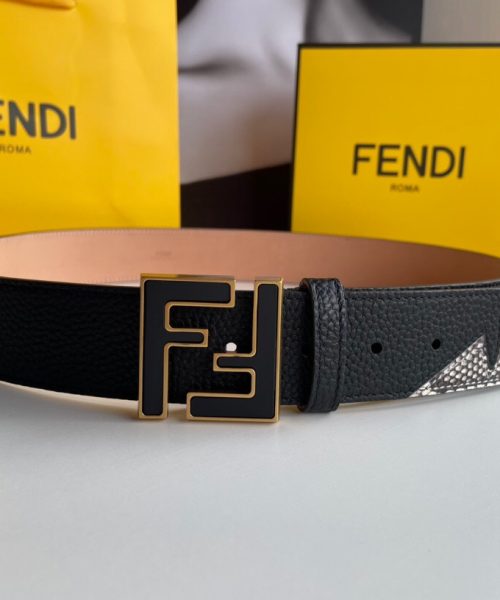 1:1 Replica Fendi Belt With Double F Buckle Black For Women, Women Belt