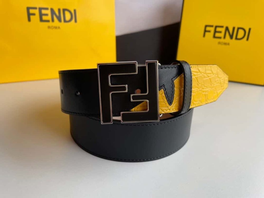 1:1 Replica Fendi Belt With Double F Buckle Black For Women, Women Belt - Image 4