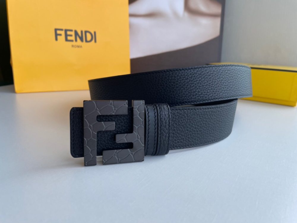 1:1 Replica Fendi Belt With Double F Buckle Black For Women, Women Belt - Image 5