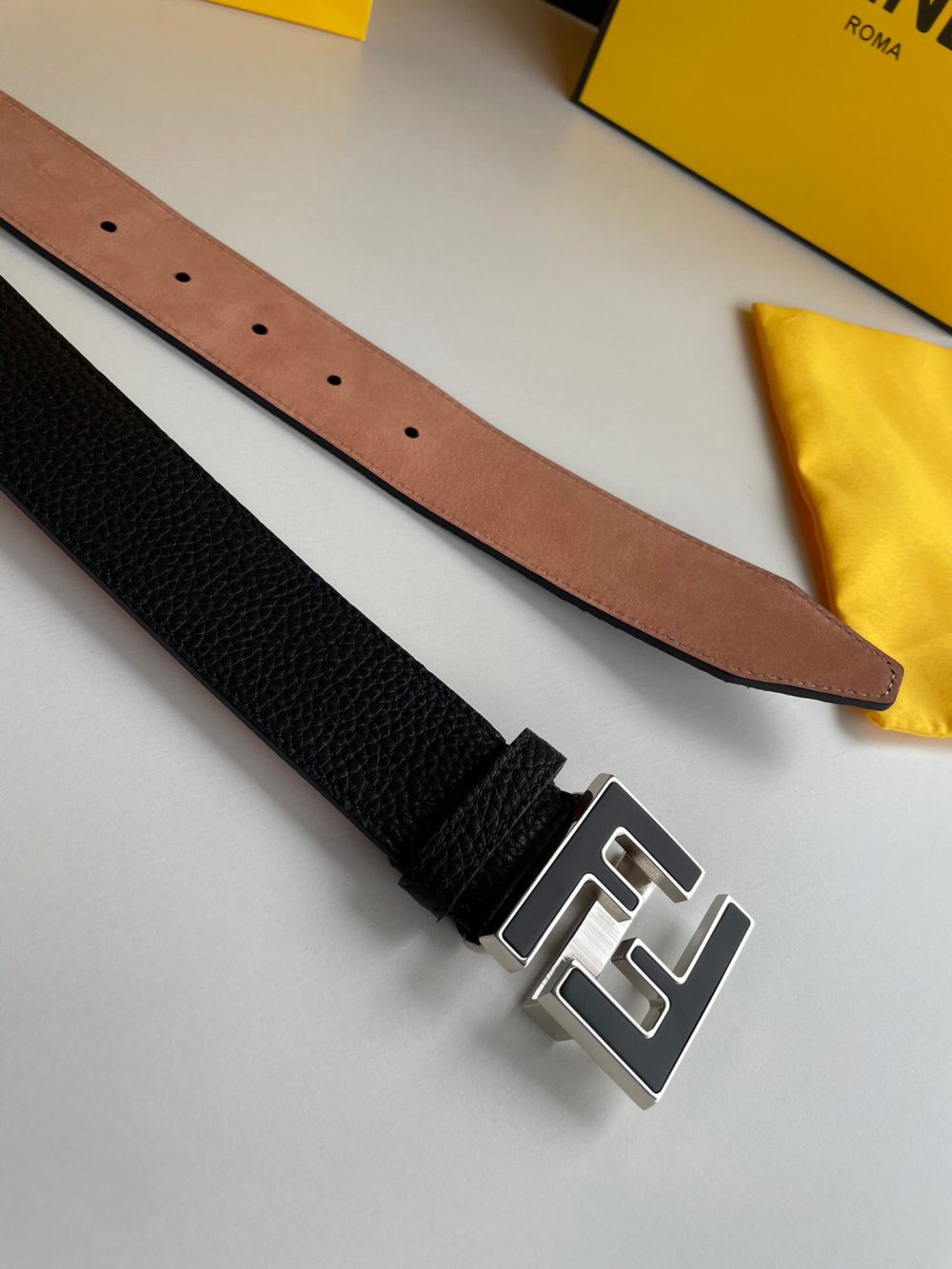 1:1 Replica Fendi Belt With Double F Buckle Black For Women, Women Belt - Image 3
