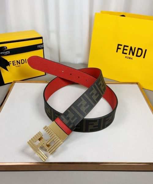 1:1 Replica Fendi Belt With Double F Buckle Brown For Women, Women Belt