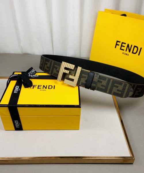1:1 Replica Fendi Belt With Double F Buckle Brown For Women, Women Belt