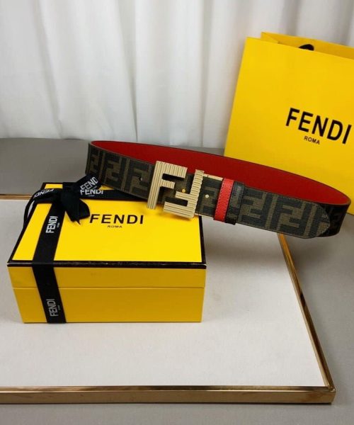1:1 Replica Fendi Belt With Double F Buckle Brown For Women, Women Belt