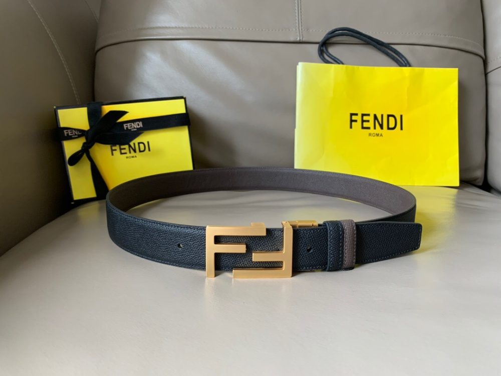 1:1 Replica Fendi Belt With Double F Buckle Grey For Women, Women Belt - Image 8