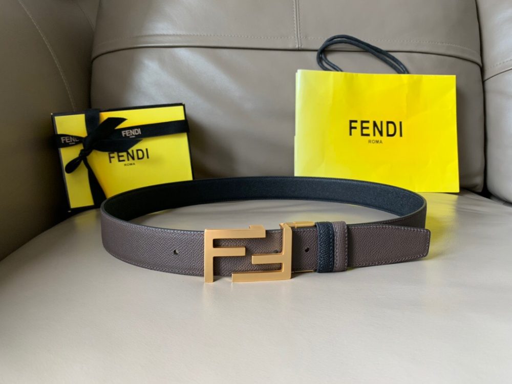 1:1 Replica Fendi Belt With Double F Buckle Grey For Women, Women Belt - Image 5