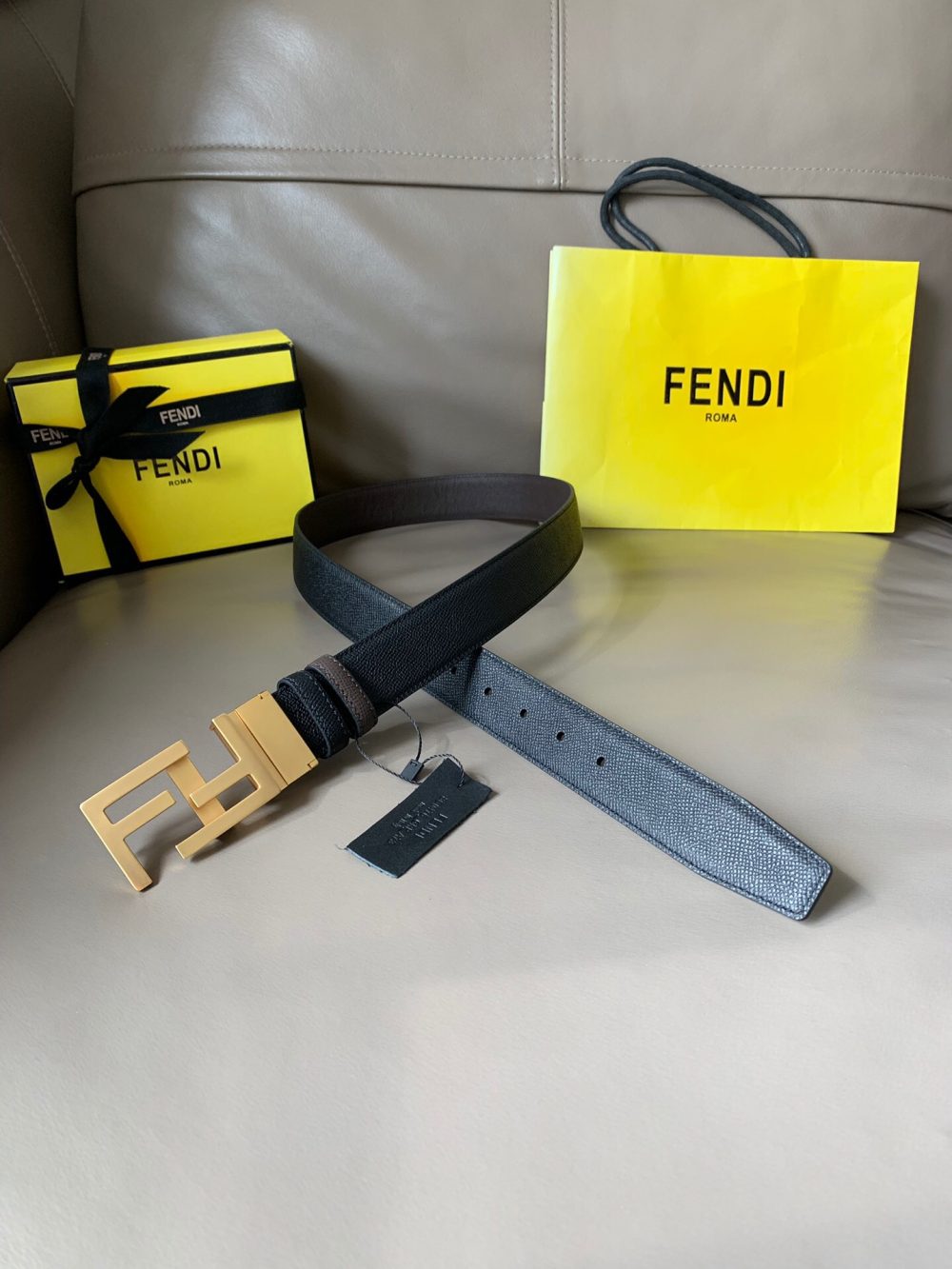 1:1 Replica Fendi Belt With Double F Buckle Grey For Women, Women Belt - Image 7