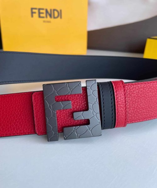 1:1 Replica Fendi Belt With Double F Buckle Red For Women, Women Belt