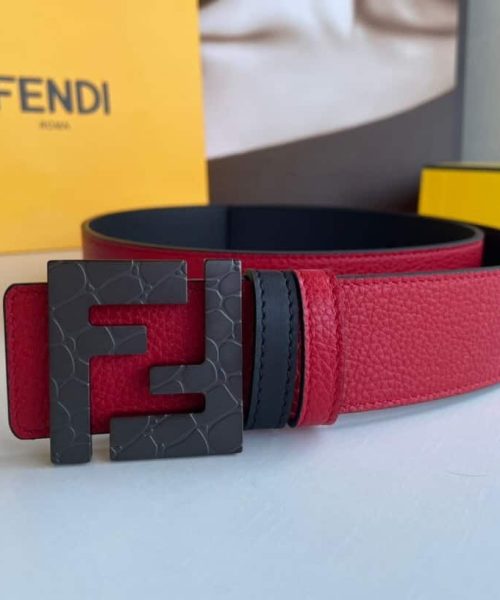 1:1 Replica Fendi Belt With Double F Buckle Red For Women, Women Belt