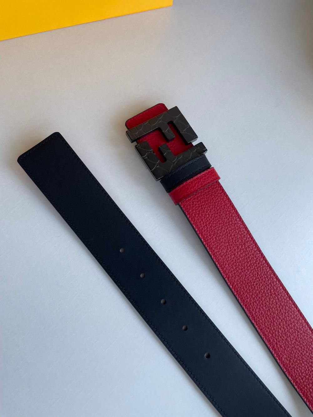1:1 Replica Fendi Belt With Double F Buckle Red For Women, Women Belt - Image 4