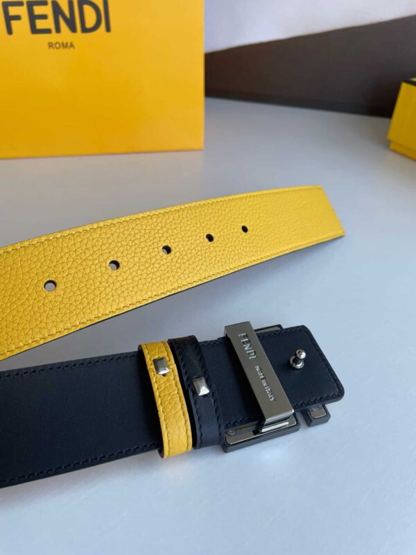 1:1 Replica Fendi Belt With Double F Buckle Yellow For Women, Women Belt