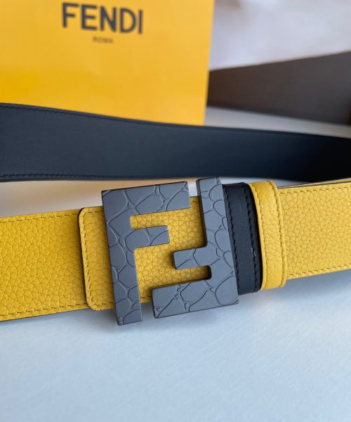 1:1 Replica Fendi Belt With Double F Buckle Yellow For Women, Women Belt