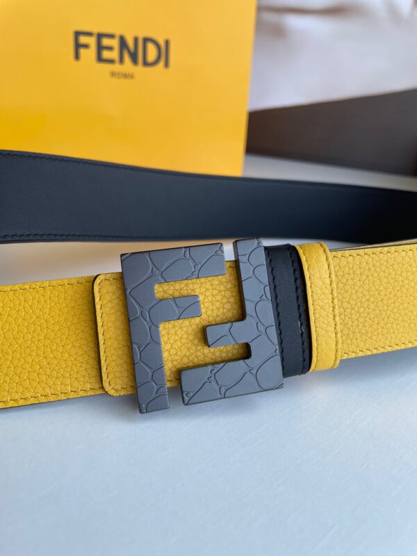 1:1 Replica Fendi Belt With Double F Buckle Yellow For Women, Women Belt