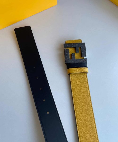 1:1 Replica Fendi Belt With Double F Buckle Yellow For Women, Women Belt