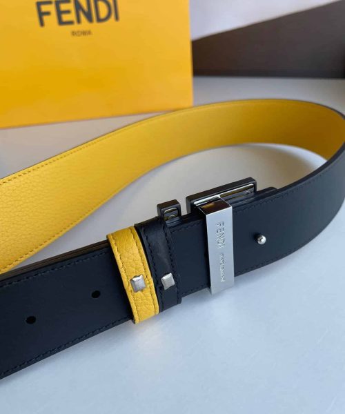 1:1 Replica Fendi Belt With Double F Buckle Yellow For Women, Women Belt