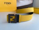 1:1 Replica Fendi Belt With Double F Buckle Yellow For Women, Women Belt