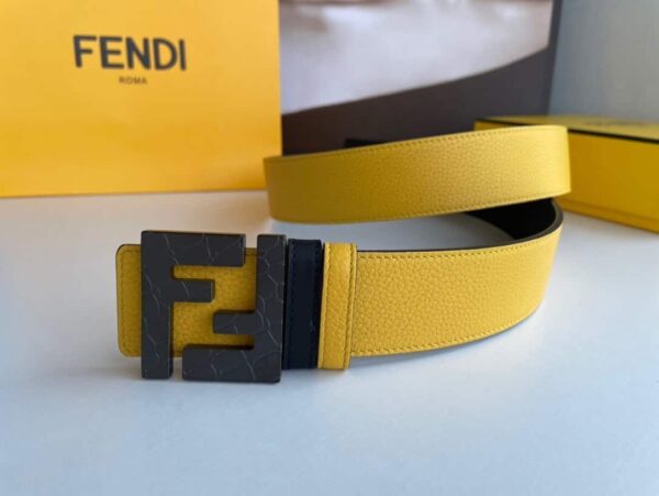 1:1 Replica Fendi Belt With Double F Buckle Yellow For Women, Women Belt
