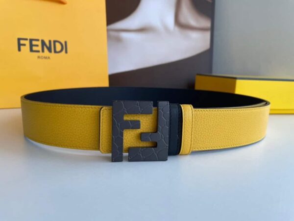 1:1 Replica Fendi Belt With Double F Buckle Yellow For Women, Women Belt