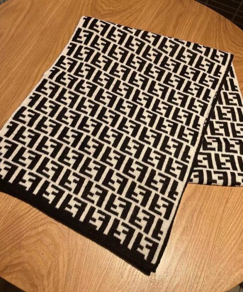 Fendi Black Wool And Silk Scarf 180cm/71in FXS424A3Q1F0QA1 