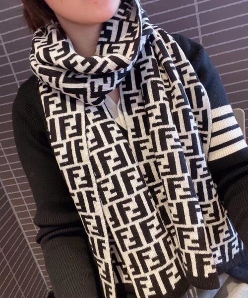 Fendi Black Wool And Silk Scarf 180cm/71in FXS424A3Q1F0QA1 