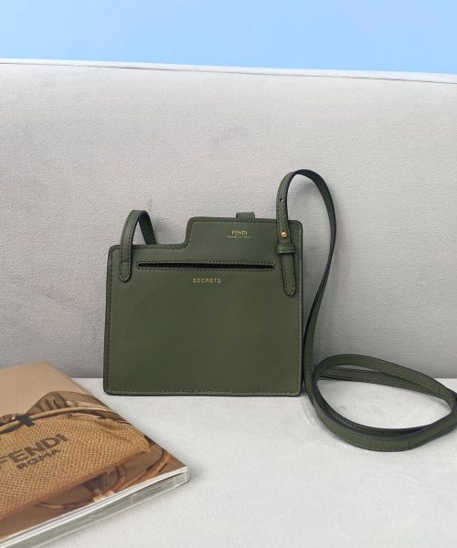 1:1 Replica Fendi Bustine 2 Pockets Mini Olive Bag For Woman 16cm/6in