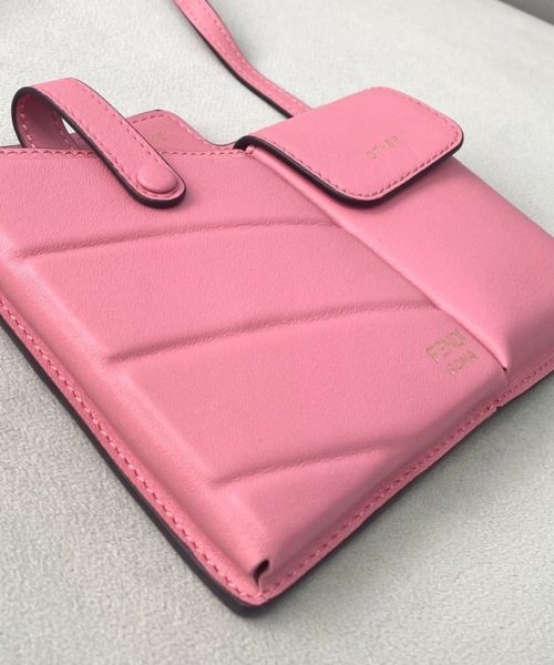1:1 Replica Fendi Bustine 2 Pockets Mini Pink Bag For Woman 16cm/6in