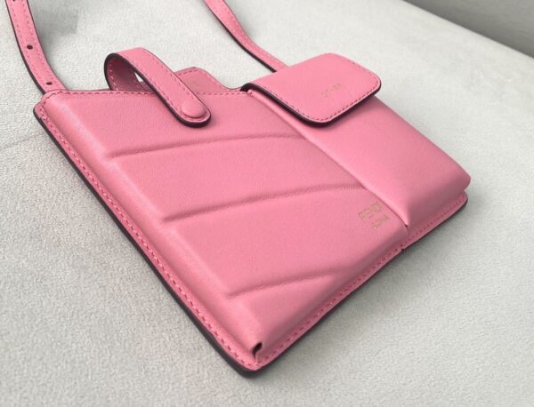 1:1 Replica Fendi Bustine 2 Pockets Mini Pink Bag For Woman 16cm/6in