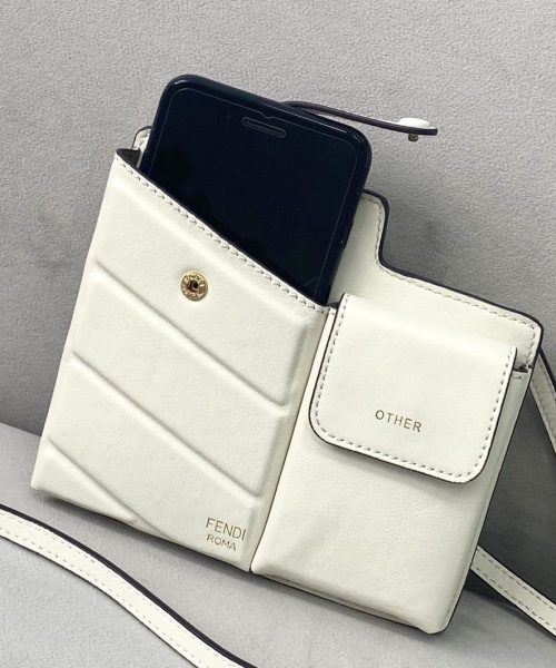 1:1 Replica Fendi Bustine 2 Pockets Mini White Bag For Woman 16cm/6in