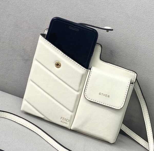 1:1 Replica Fendi Bustine 2 Pockets Mini White Bag For Woman 16cm/6in