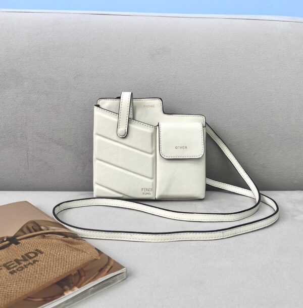 1:1 Replica Fendi Bustine 2 Pockets Mini White Bag For Woman 16cm/6in