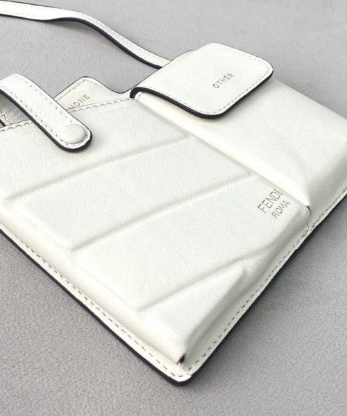 1:1 Replica Fendi Bustine 2 Pockets Mini White Bag For Woman 16cm/6in