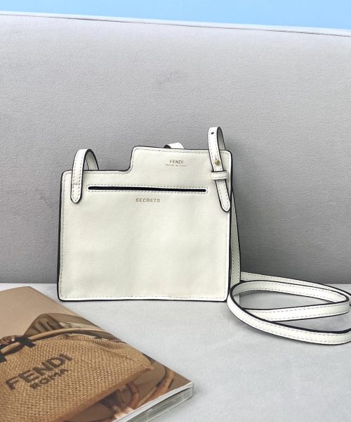 1:1 Replica Fendi Bustine 2 Pockets Mini White Bag For Woman 16cm/6in