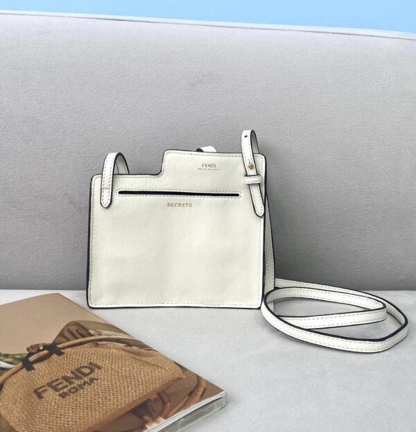 1:1 Replica Fendi Bustine 2 Pockets Mini White Bag For Woman 16cm/6in