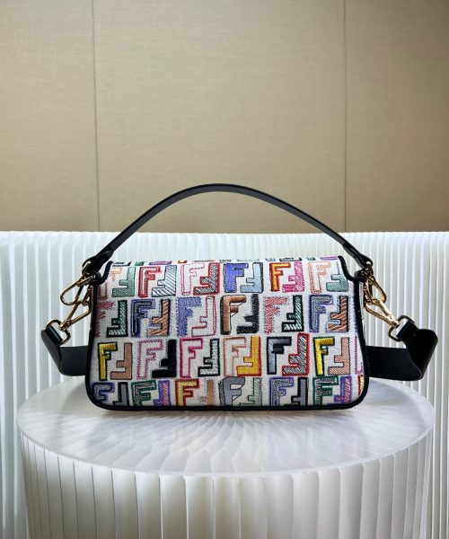 1:1 Replica Fendi Canvas Bag With Ff Embroidery Multicolor For Women 18cm / 7.1in