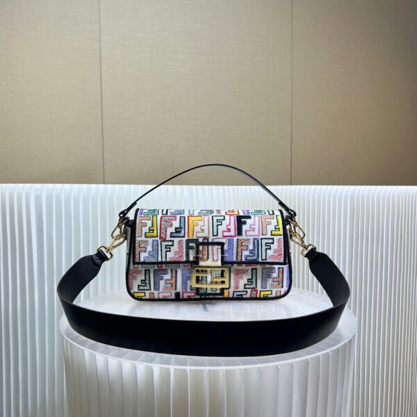 1:1 Replica Fendi Canvas Bag With Ff Embroidery Multicolor For Women 18cm / 7.1in