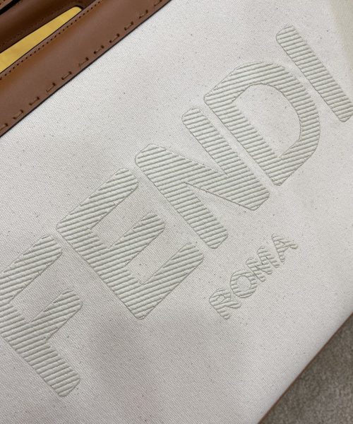 1:1 Replica Fendi Canvas Tote Bag Beige/Brown For Women, Women's Handbags 18.1in/46cm FF 7VA480