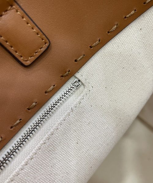 1:1 Replica Fendi Canvas Tote Bag Beige/Brown For Women, Women's Handbags 18.1in/46cm FF 7VA480