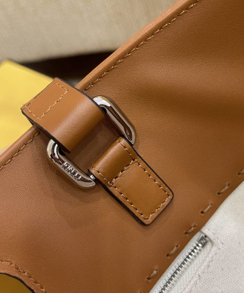 1:1 Replica Fendi Canvas Tote Bag Beige/Brown For Women, Women's Handbags 18.1in/46cm FF 7VA480