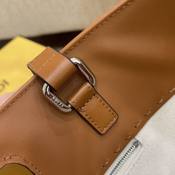 1:1 Replica Fendi Canvas Tote Bag Beige/Brown For Women, Women's Handbags 18.1in/46cm FF 7VA480