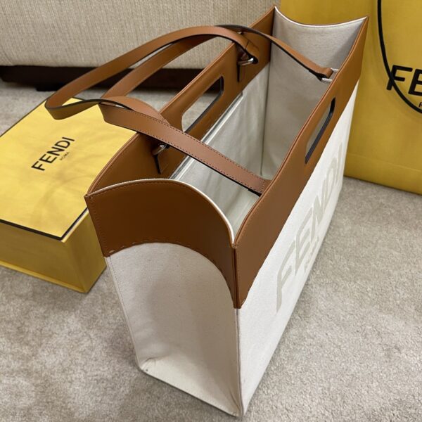1:1 Replica Fendi Canvas Tote Bag Beige/Brown For Women, Women's Handbags 18.1in/46cm FF 7VA480