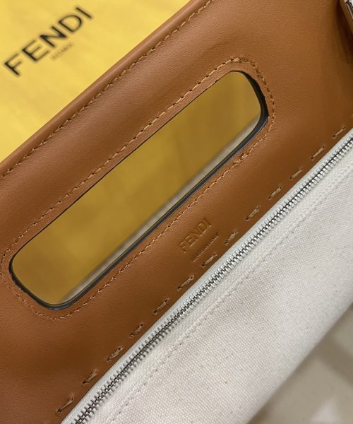 1:1 Replica Fendi Canvas Tote Bag Beige/Brown For Women, Women's Handbags 18.1in/46cm FF 7VA480