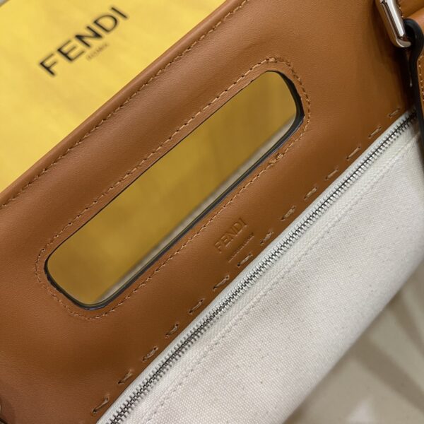 1:1 Replica Fendi Canvas Tote Bag Beige/Brown For Women, Women's Handbags 18.1in/46cm FF 7VA480