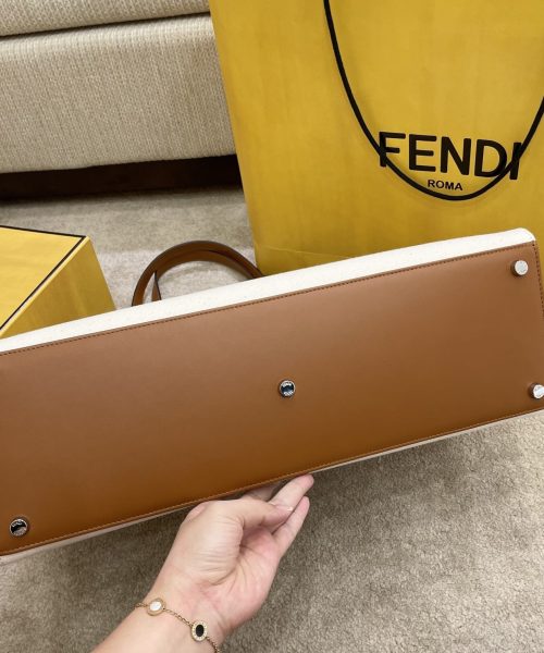 1:1 Replica Fendi Canvas Tote Bag Beige/Brown For Women, Women's Handbags 18.1in/46cm FF 7VA480