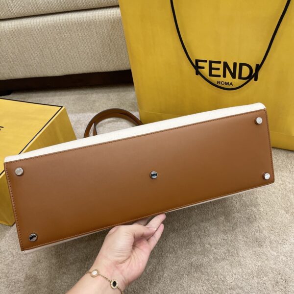 1:1 Replica Fendi Canvas Tote Bag Beige/Brown For Women, Women's Handbags 18.1in/46cm FF 7VA480