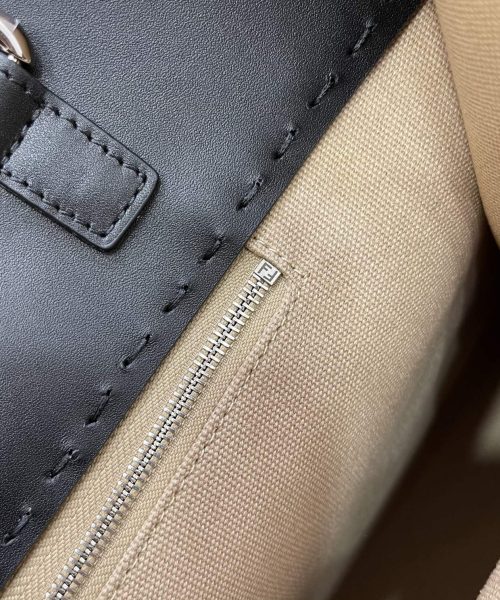 1:1 Replica Fendi Canvas Tote Bag Cream/Black For Women, Women's Handbags 18.1in/46cm FF 7VA480