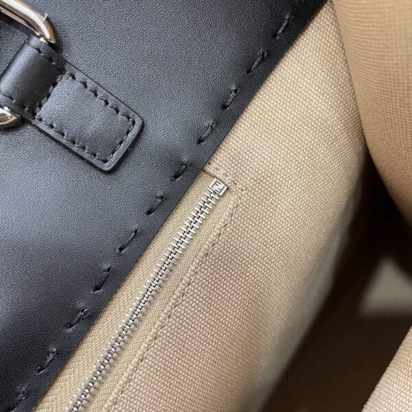 1:1 Replica Fendi Canvas Tote Bag Cream/Black For Women, Women's Handbags 18.1in/46cm FF 7VA480