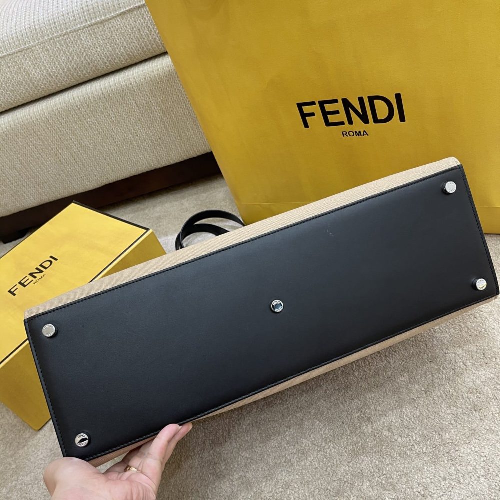1:1 Replica Fendi Canvas Tote Bag Cream/Black For Women, Women's Handbags 18.1in/46cm FF 7VA480 - Image 6