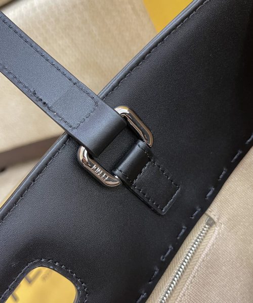1:1 Replica Fendi Canvas Tote Bag Cream/Black For Women, Women's Handbags 18.1in/46cm FF 7VA480