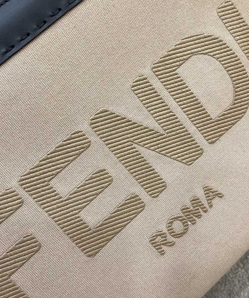 1:1 Replica Fendi Canvas Tote Bag Cream/Black For Women, Women's Handbags 18.1in/46cm FF 7VA480